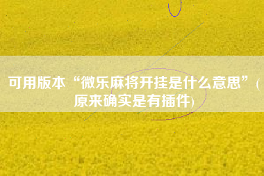 可用版本“微乐麻将开挂是什么意思”(原来确实是有插件)