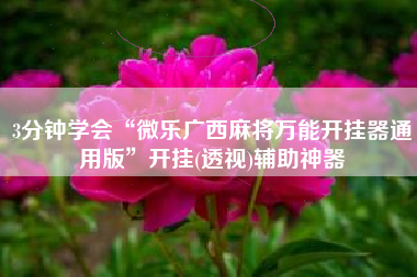 3分钟学会“微乐广西麻将万能开挂器通用版	”开挂(透视)辅助神器