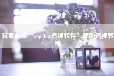 玩家必知“wepoker透视软件”辅助透视教程