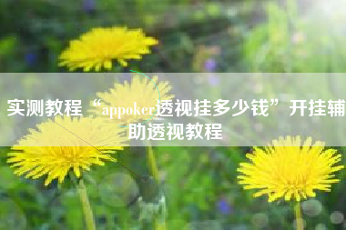 实测教程“appoker透视挂多少钱”开挂辅助透视教程