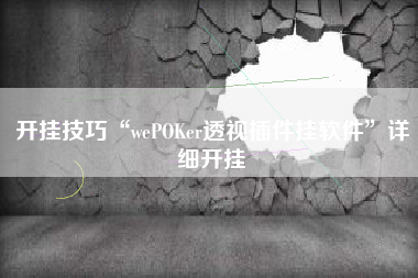 开挂技巧“wePOKer透视插件挂软件	”详细开挂