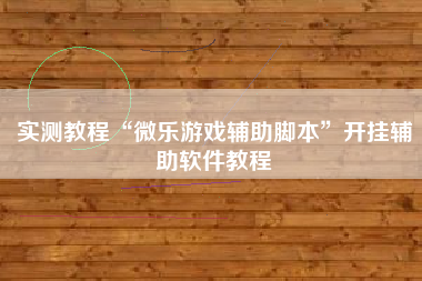 实测教程“微乐游戏辅助脚本”开挂辅助软件教程