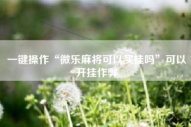 一键操作“微乐麻将可以买挂吗”可以开挂作弊