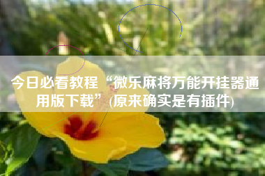 今日必看教程“微乐麻将万能开挂器通用版下载	”(原来确实是有插件)