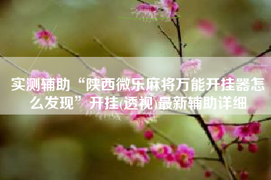 实测辅助“陕西微乐麻将万能开挂器怎么发现	”开挂(透视)最新辅助详细