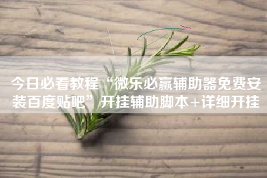 今日必看教程“微乐必赢辅助器免费安装百度贴吧”开挂辅助脚本+详细开挂