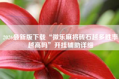 2026最新版下载“微乐麻将砖石越多胜率越高吗”开挂辅助详细