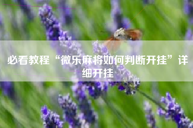 必看教程“微乐麻将如何判断开挂”详细开挂