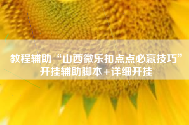 教程辅助“山西微乐扣点点必赢技巧”开挂辅助脚本+详细开挂