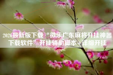 2026最新版下载“微乐广东麻将开挂神器下载软件	”开挂辅助脚本+详细开挂