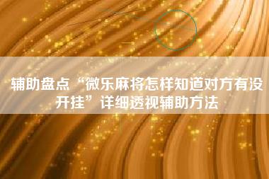 辅助盘点“微乐麻将怎样知道对方有没开挂”详细透视辅助方法