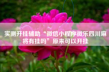 实测开挂辅助“微信小程序微乐四川麻将有挂吗”原来可以开挂