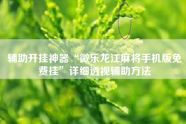 辅助开挂神器“微乐龙江麻将手机版免费挂	”详细透视辅助方法