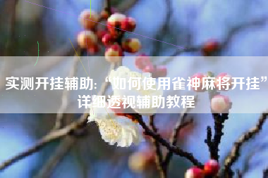 实测开挂辅助:“如何使用雀神麻将开挂”详细透视辅助教程