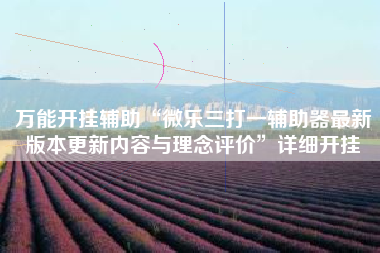 万能开挂辅助“微乐三打一辅助器最新版本更新内容与理念评价”详细开挂