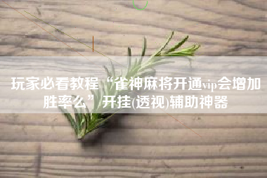 玩家必看教程“雀神麻将开通vip会增加胜率么”开挂(透视)辅助神器