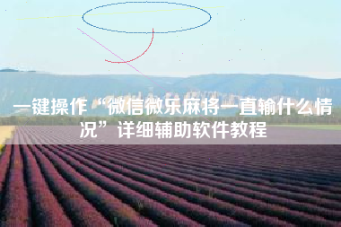 一键操作“微信微乐麻将一直输什么情况”详细辅助软件教程