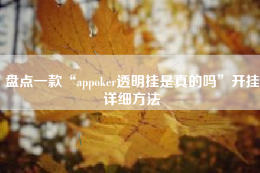 盘点一款“appoker透明挂是真的吗”开挂详细方法