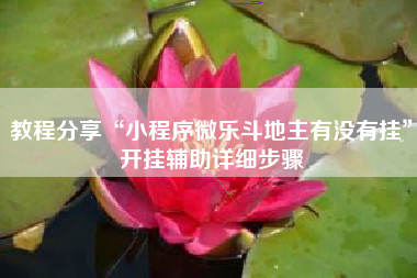 教程分享“小程序微乐斗地主有没有挂	”开挂辅助详细步骤