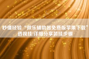 秒懂经验“微乐辅助器免费版苹果下载”透视挂!详细分享装挂步骤