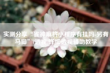 实测分享“雀神麻将小程序有挂吗-另有马脚”(透视)详细透视辅助教学