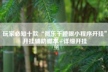 玩家必知十款“微乐干瞪眼小程序开挂”开挂辅助脚本+详细开挂