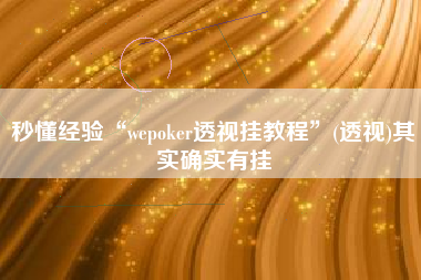 秒懂经验“wepoker透视挂教程”(透视)其实确实有挂