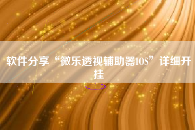 软件分享“微乐透视辅助器IOS”详细开挂