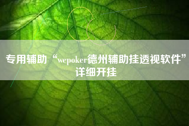 专用辅助“wepoker德州辅助挂透视软件”详细开挂