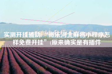 实测开挂辅助:“微乐河北麻将小程序怎样免费开挂	”(原来确实是有插件