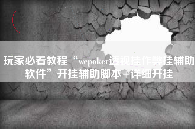 玩家必看教程“wepoker透视挂作弊挂辅助软件”开挂辅助脚本+详细开挂