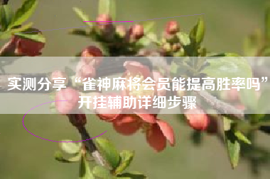 实测分享“雀神麻将会员能提高胜率吗”开挂辅助详细步骤