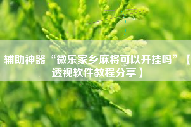 辅助神器“微乐家乡麻将可以开挂吗”【透视软件教程分享】