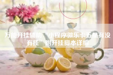 万能开挂辅助“小程序微乐卡五星有没有挂”附开挂脚本详细