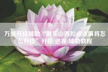 万能开挂辅助“微乐山西扣点点麻将怎么开挂	”开挂(透视)辅助教程