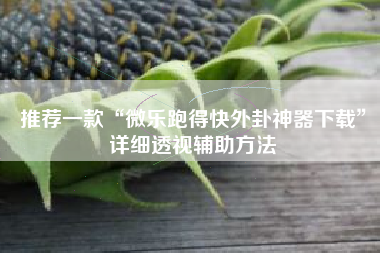 推荐一款“微乐跑得快外卦神器下载”详细透视辅助方法