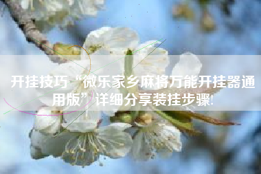 开挂技巧“微乐家乡麻将万能开挂器通用版	”详细分享装挂步骤!