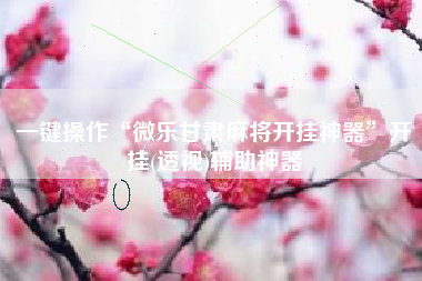 一键操作“微乐甘肃麻将开挂神器	”开挂(透视)辅助神器