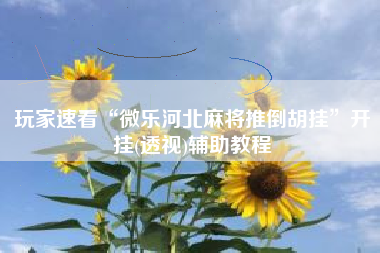 玩家速看“微乐河北麻将推倒胡挂”开挂(透视)辅助教程