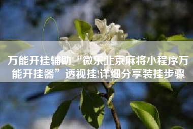 万能开挂辅助“微乐北京麻将小程序万能开挂器”透视挂!详细分享装挂步骤