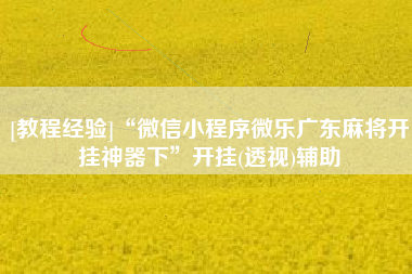 [教程经验]“微信小程序微乐广东麻将开挂神器下	”开挂(透视)辅助