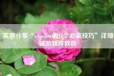 实测分享“wepoker的10个必赢技巧”详细辅助软件教程