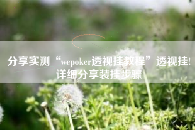 分享实测“wepoker透视挂教程”透视挂!详细分享装挂步骤
