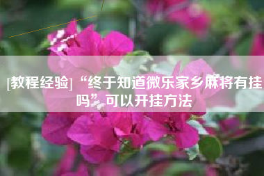 [教程经验]“终于知道微乐家乡麻将有挂吗”可以开挂方法