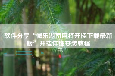 软件分享“微乐湖南麻将开挂下载最新版”开挂详细安装教程