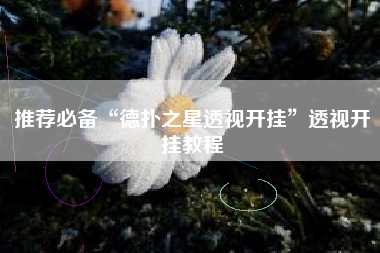 推荐必备“德扑之星透视开挂”透视开挂教程