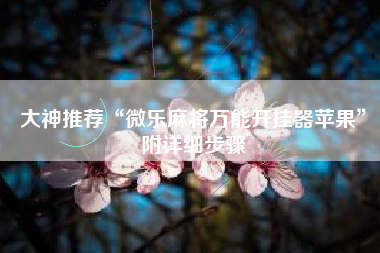 大神推荐“微乐麻将万能开挂器苹果”附详细步骤