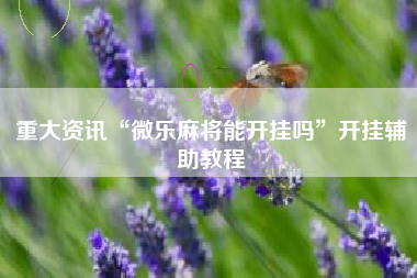 重大资讯“微乐麻将能开挂吗	”开挂辅助教程