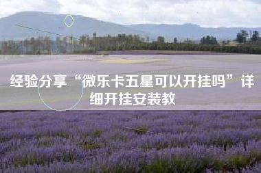 经验分享“微乐卡五星可以开挂吗	”详细开挂安装教