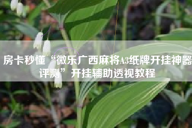房卡秒懂“微乐广西麻将A3纸牌开挂神器评测	”开挂辅助透视教程
